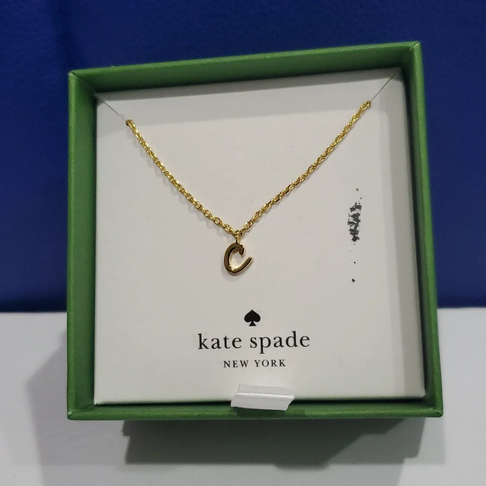 Kate Spade One in a million C initial pendant‎ gold plated necklace new